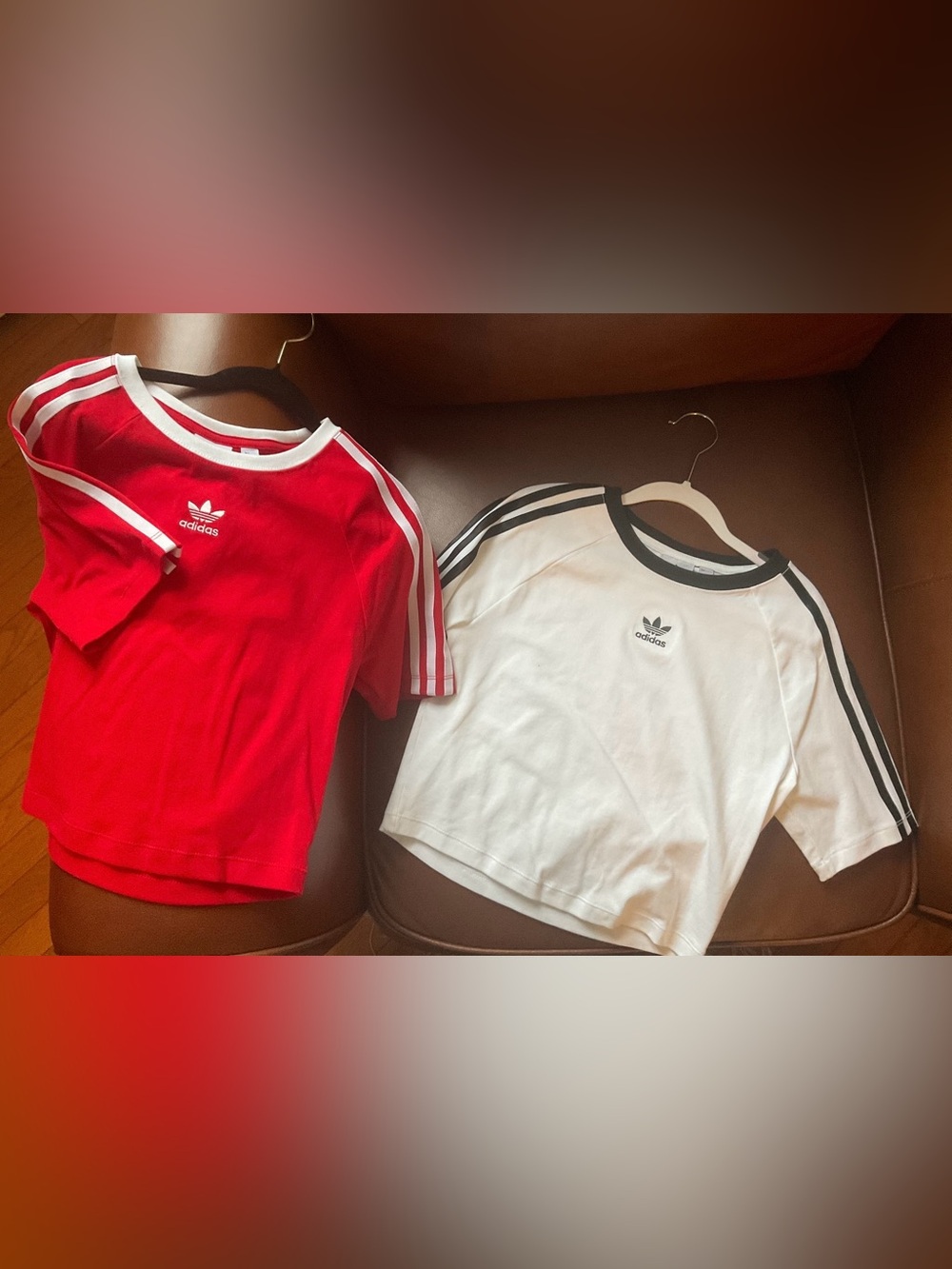 Adidas White Short Sleeve Tee with Black Satin Three-Stripe Detail